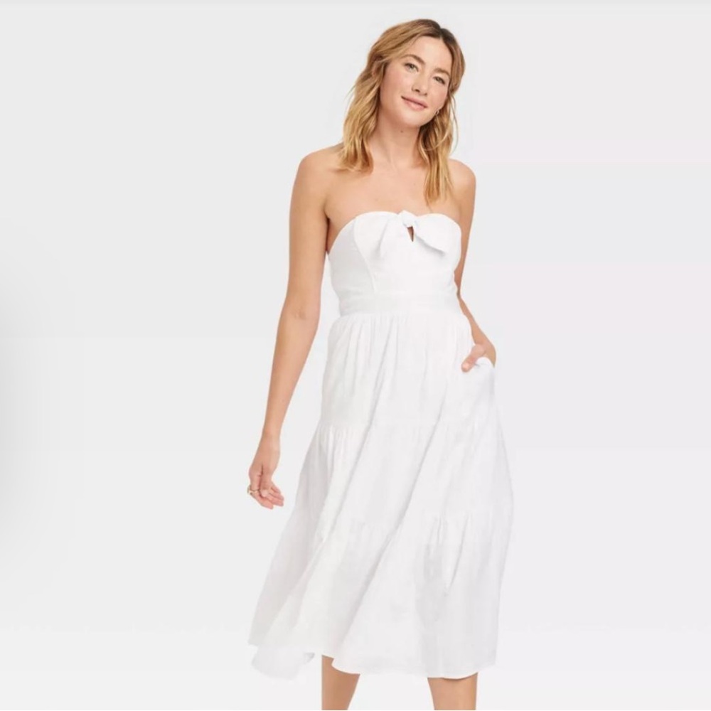 Universal Thread  NWT Women’s Strapless Tie-Front White Dress